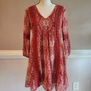 As U Wish Red and White Ruffled Tiered Sundress